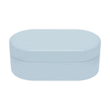 Light blue oval jewelry box on a white background